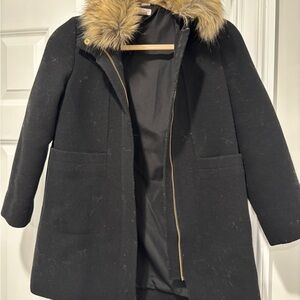 Crewcuts Black Coat with Fur Trim